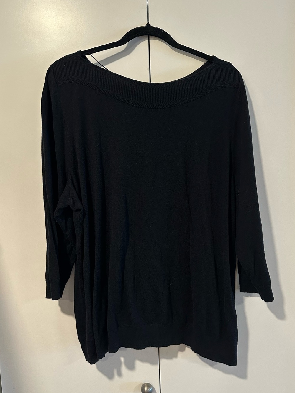 Worthington 3x Classic Black Women's Knit Top - Relaxed Boat Neck